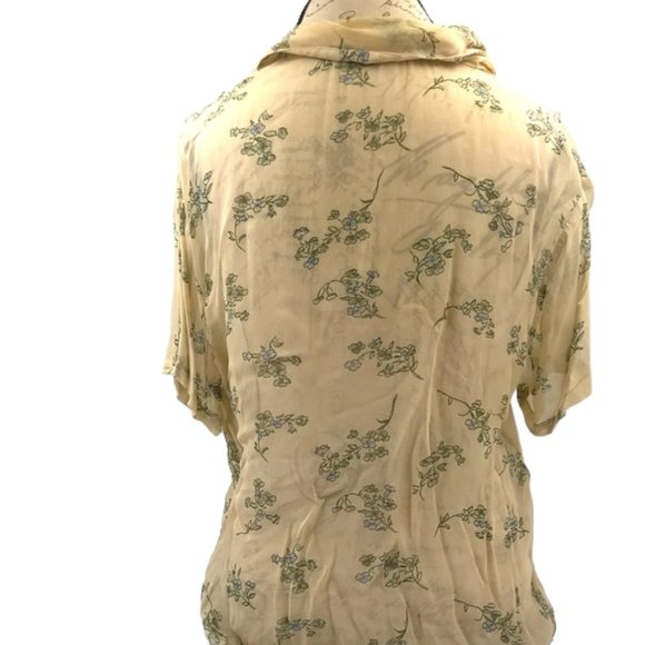 Rosettes Rayon Mesh Button Down Top Size M - Picture 2 of 3